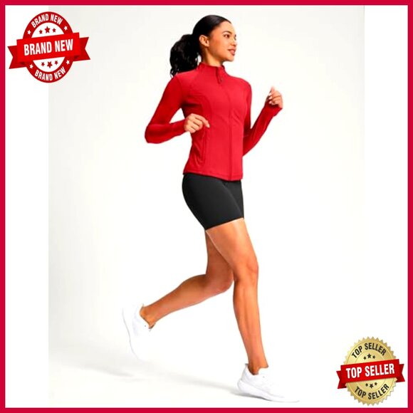 Women's Athletic Jacket Full Zip Slim Fit 4 Pockets Extended Waist Length - Picture 6 of 7